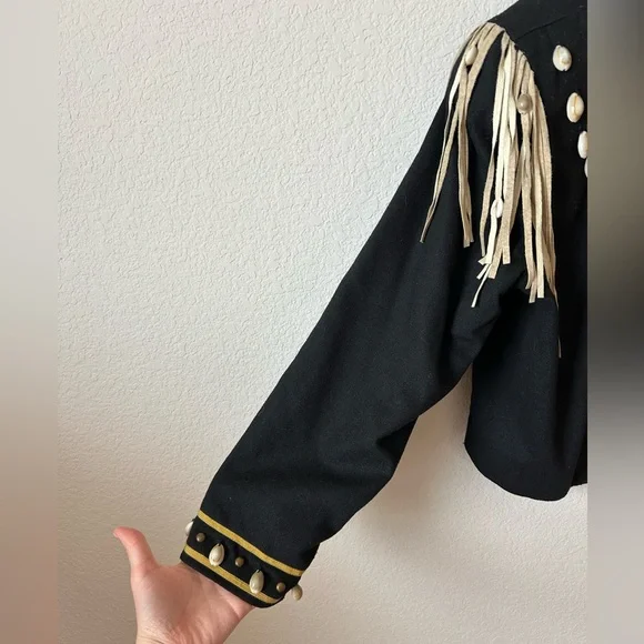 Vintage Double D Ranch Wool-Blend Fringe Jacket with Shell Accent, Size L - Picture 6 of 13